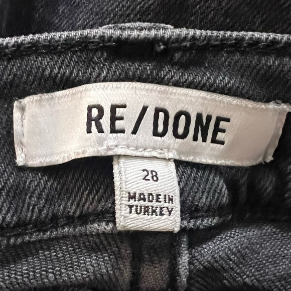 RE/DONE Revolve Denim High Rise Stove Pipe Faded Black Raw Hem Size 28 Redone - Picture 11 of 14